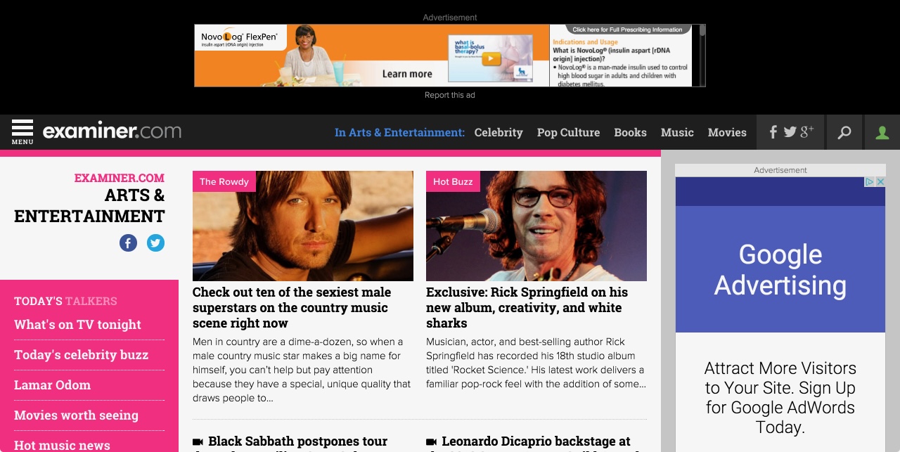 Rick Springfield interview from the Examiner